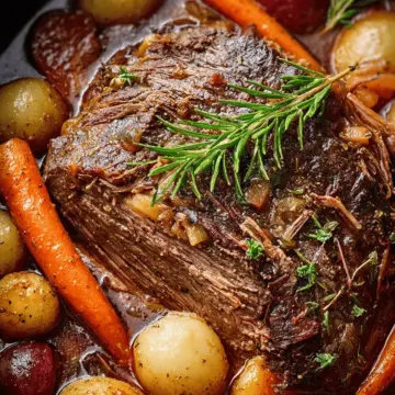 Succulent Chuck Roast with Root Vegetables in Red Wine Gravy