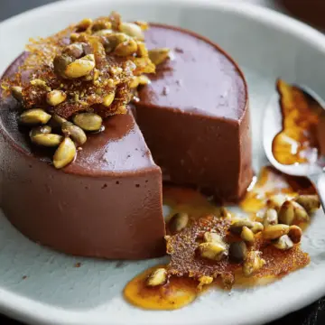 Chocolate Panna Cotta with Spiced Pepita Brittle