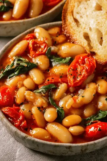 Burst Tomato Basil Butter Beans