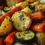 Garlic Herb Roasted Potatoes, Carrots, and Zucchini