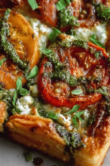 Pesto Caprese Puff Pastry Pizza
