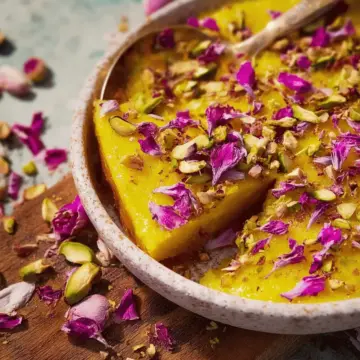 Saffron, Pistachio, and Rose Petal Helva