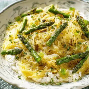 Spaghetti Squash with Asparagus, Ricotta, Lemon, and Thyme