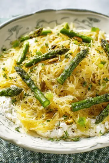 Spaghetti Squash with Asparagus, Ricotta, Lemon, and Thyme