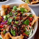 Teriyaki Chicken Wonton Taco Bowls