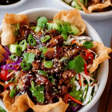 Teriyaki Chicken Wonton Taco Bowls