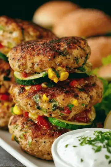 Chicken, Zucchini and Fresh Corn Burgers