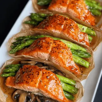 Honey Mustard Salmon with Mushrooms and Asparagus