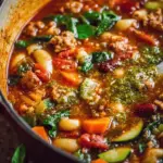 Minestrone with Sausage and Pesto