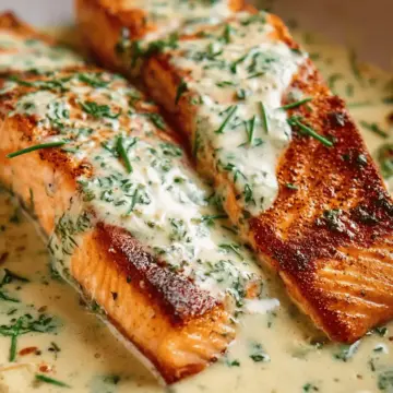 Salmon with Herb & Garlic Cream Sauce