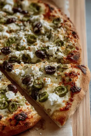 Green Olive and Feta Pizza