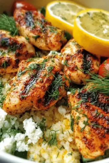Mediterranean Lemon Dill Chicken Bowls