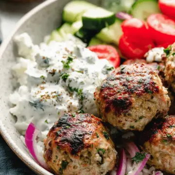 Healthy Greek Turkey Meatballs With Tzatziki