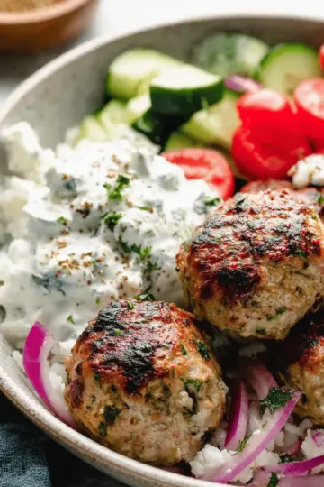 Healthy Greek Turkey Meatballs With Tzatziki