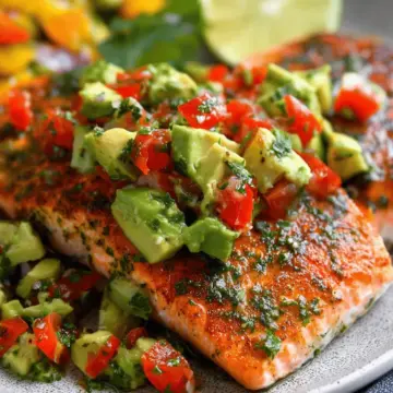 Baked Cilantro Lime Salmon with Avocado Salsa