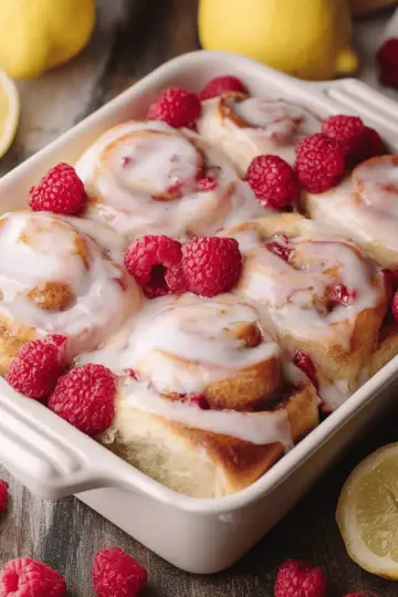 Raspberry Sweet Rolls with Lemon Glaze