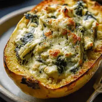 Spinach and Artichoke Stuffed Spaghetti Squash