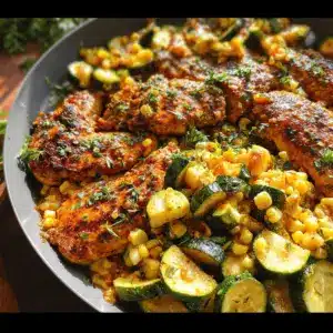 Garlic Butter Chicken with Zucchini and Corn
