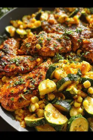Garlic Butter Chicken with Zucchini and Corn