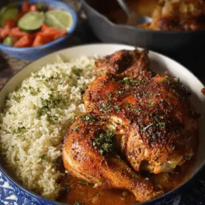 Peruvian Roast Chicken with Garlic Butter Rice