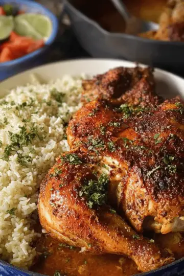 Peruvian Roast Chicken with Garlic Butter Rice
