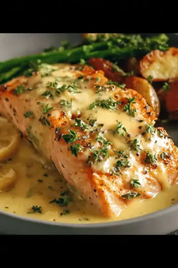 Baked Salmon with Amazing Lemon Sauce
