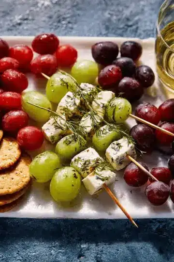 Dill Pickle Marinated California Grapes and Cheese