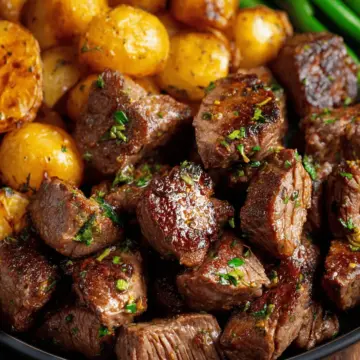 Garlic Butter Steak Bites and Potatoes