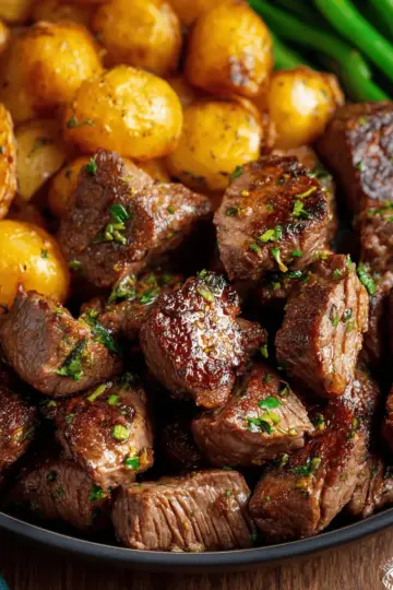 Garlic Butter Steak Bites and Potatoes