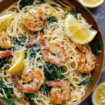 Lemon Garlic Parmesan Shrimp Pasta