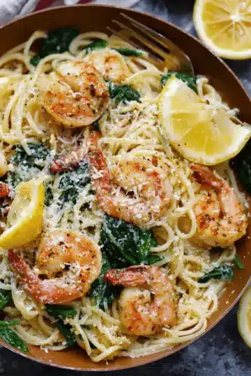 Lemon Garlic Parmesan Shrimp Pasta