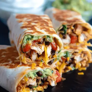 Seven Layer Chicken Burritos