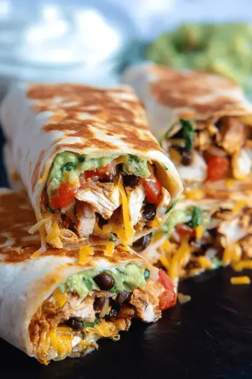 Seven Layer Chicken Burritos