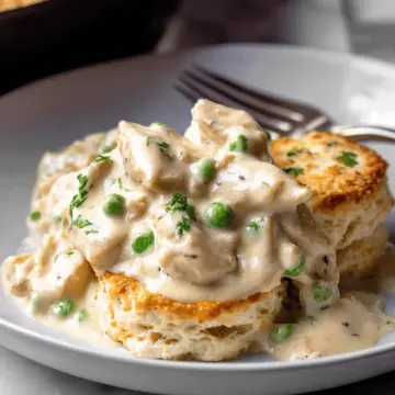 Creamed Chicken Over Biscuits