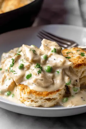 Creamed Chicken Over Biscuits