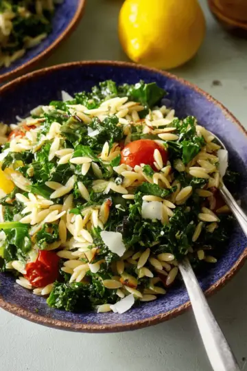 Orzo Kale Salad with Lemon Vinaigrette
