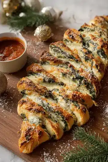 Christmas Tree Spinach & Cheese Breadsticks