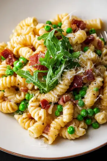 Creamy Pasta with Peas and Pancetta