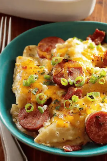 Crock Pot Pierogi and Kielbasa Casserole