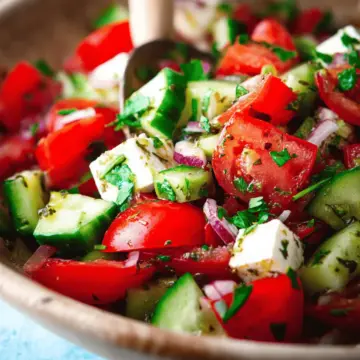 Mediterranean Salad with Tomato and Cucumber