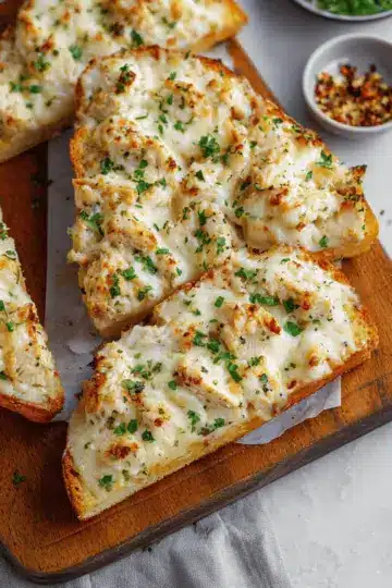 Chicken Alfredo Garlic Bread