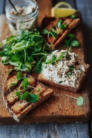Smoked mackerel pate with griddled toast and cress salad