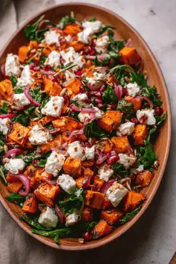 Roasted Sweet Potato Goat Cheese Salad