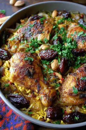 Moroccan Chicken and Rice with Dates & Olives