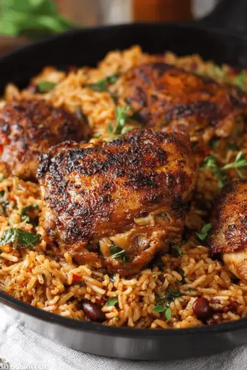 One Pot Caribbean Jerk Chicken & Rice