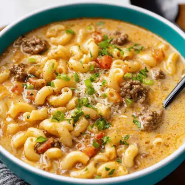 One-Pot Macaroni Cheeseburger Soup