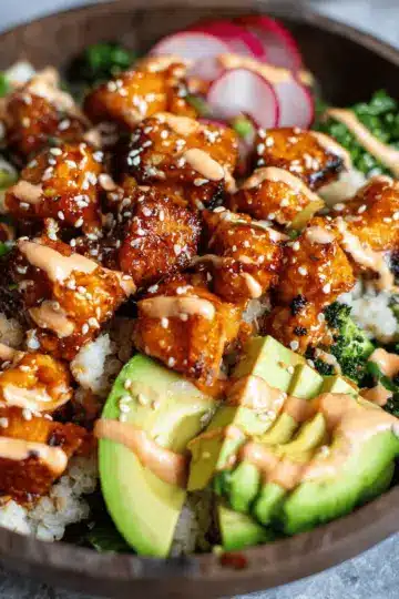 Crispy Bang Bang Salmon Bites Bowls