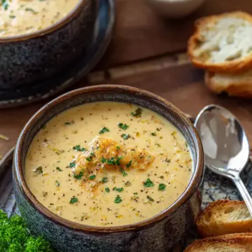 Hearty Cheddar Garlic Herb Potato Soup