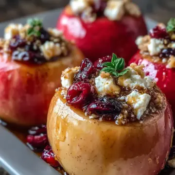 Baked Apples with Feta, Honey, and Cranberries