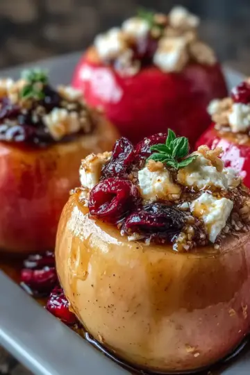 Baked Apples with Feta, Honey, and Cranberries